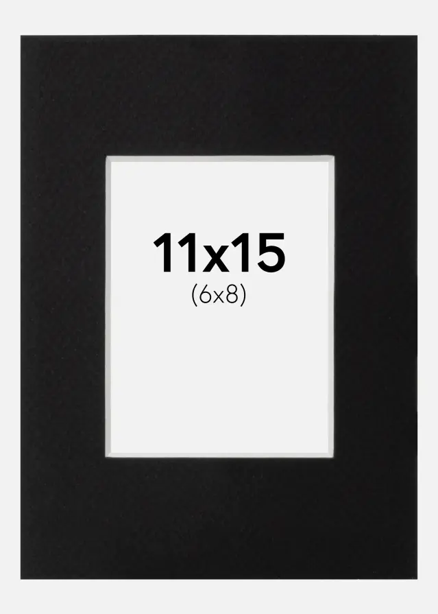 Passepartout Sort Standard (Hvid Kerne) 11x15 cm (6x8)