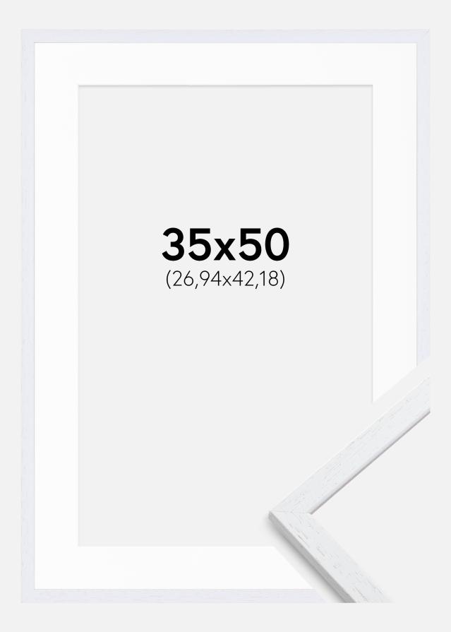 Ramme Edsbyn Warm White 35x50 cm - Passepartout Hvid 11x17 inches