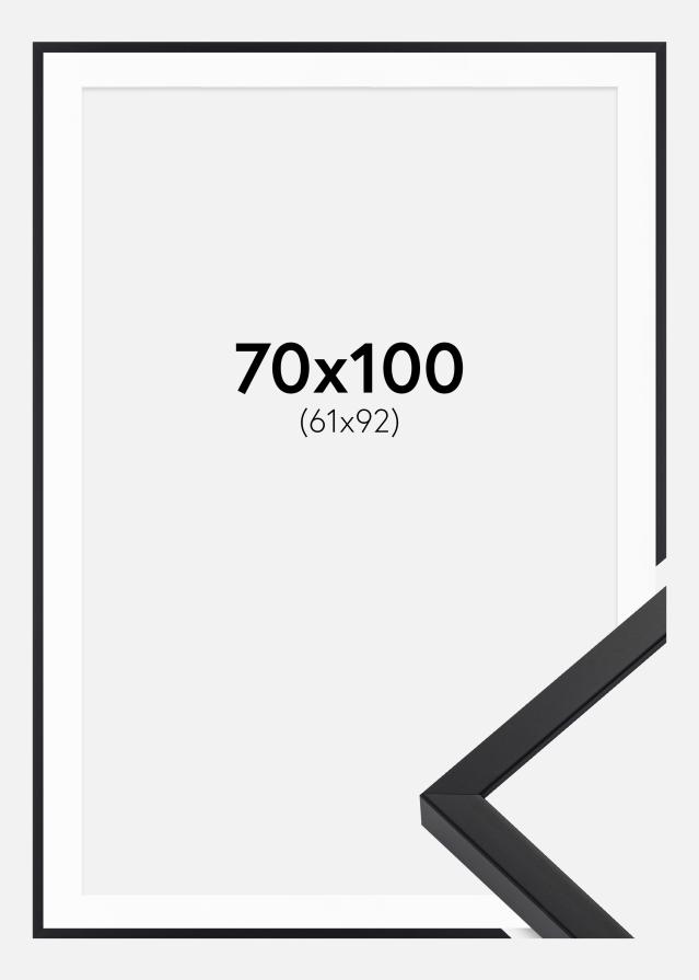 Ramme E-Line Sort 70x100 cm - Passepartout Hvid 62x93 cm