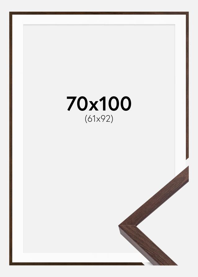 Ramme E-Line Valnød 70x100 cm - Passepartout Hvid 62x93 cm