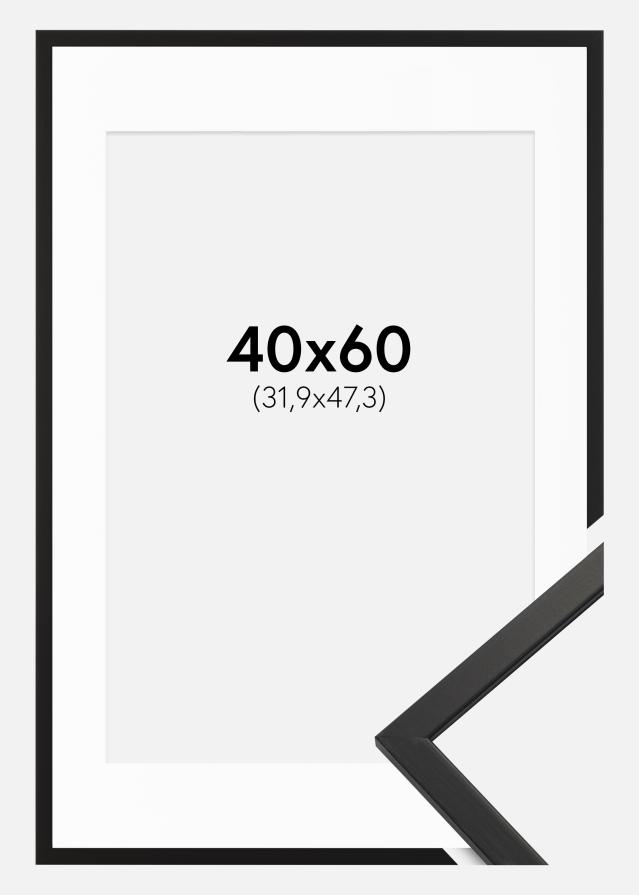 Ramme Edsbyn Sort 40x60 cm - Passepartout Hvid 32,9x48,3 cm