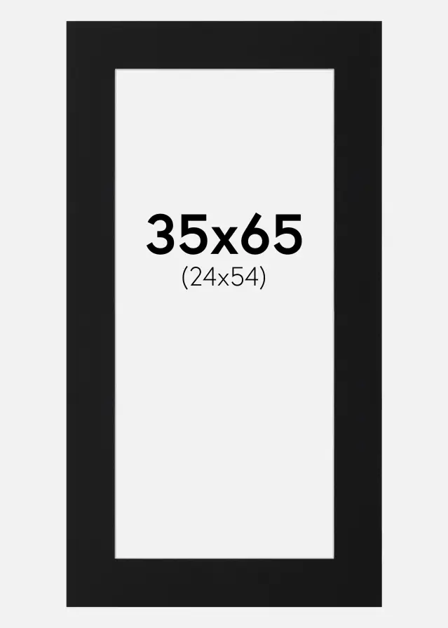 Passepartout Sort Standard (Hvid kerne) 35x65 cm (24x54)