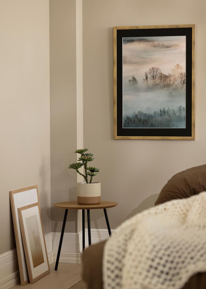 Ramme Stilren Guld 70x100 cm - Passepartout Sort 59,4x84 cm (A1)