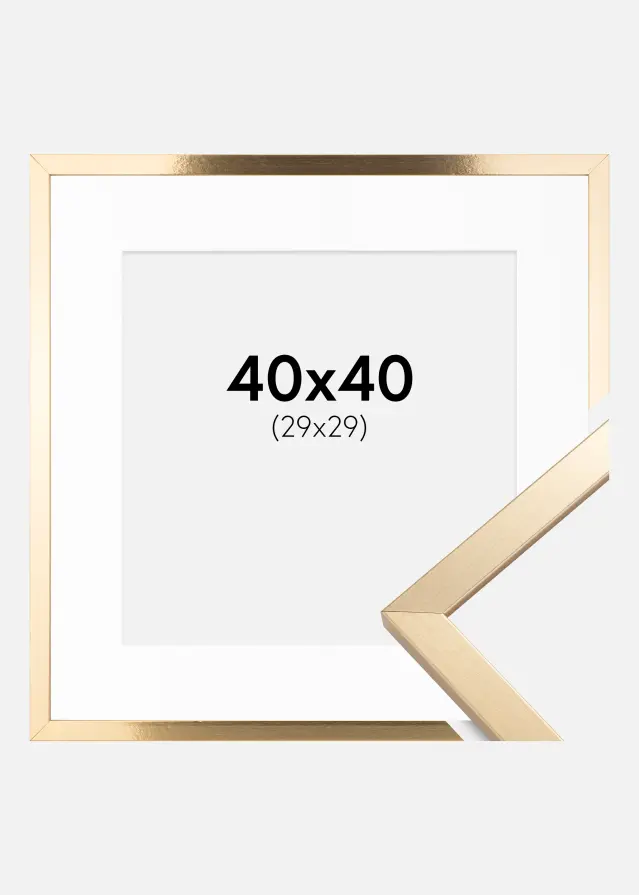 Ramme Trendy Guld 40x40 cm - Passepartout Hvid 30x30 cm