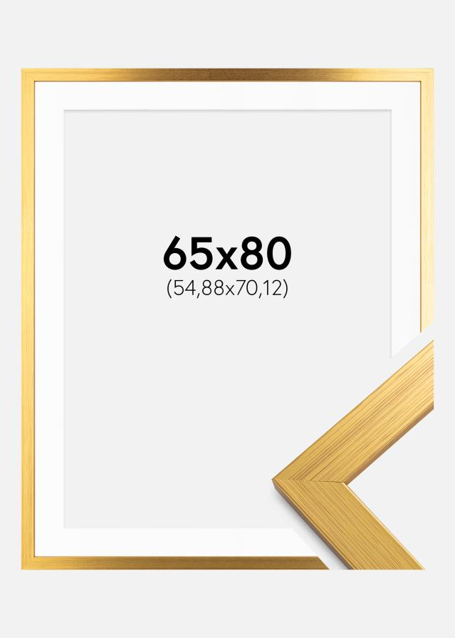 Ramme Gold Wood 65x80 cm - Passepartout Hvid 22x28 inches