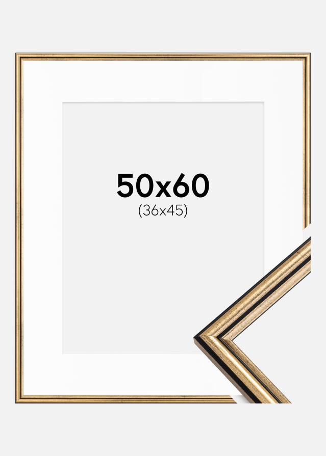 Ramme Horndal Guld 50x60 cm - Passepartout Hvid 37x46 cm