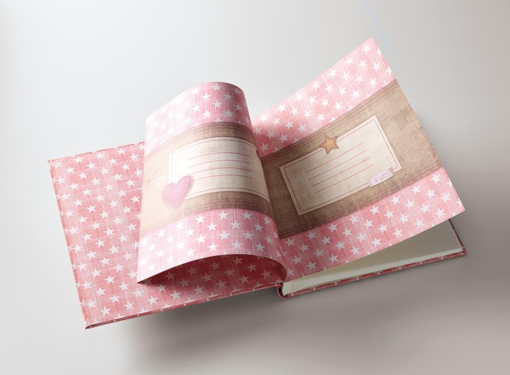 Little Babyalbum Girl Rosa - 28x30,5 cm (50 Hvide sider / 25 blade)