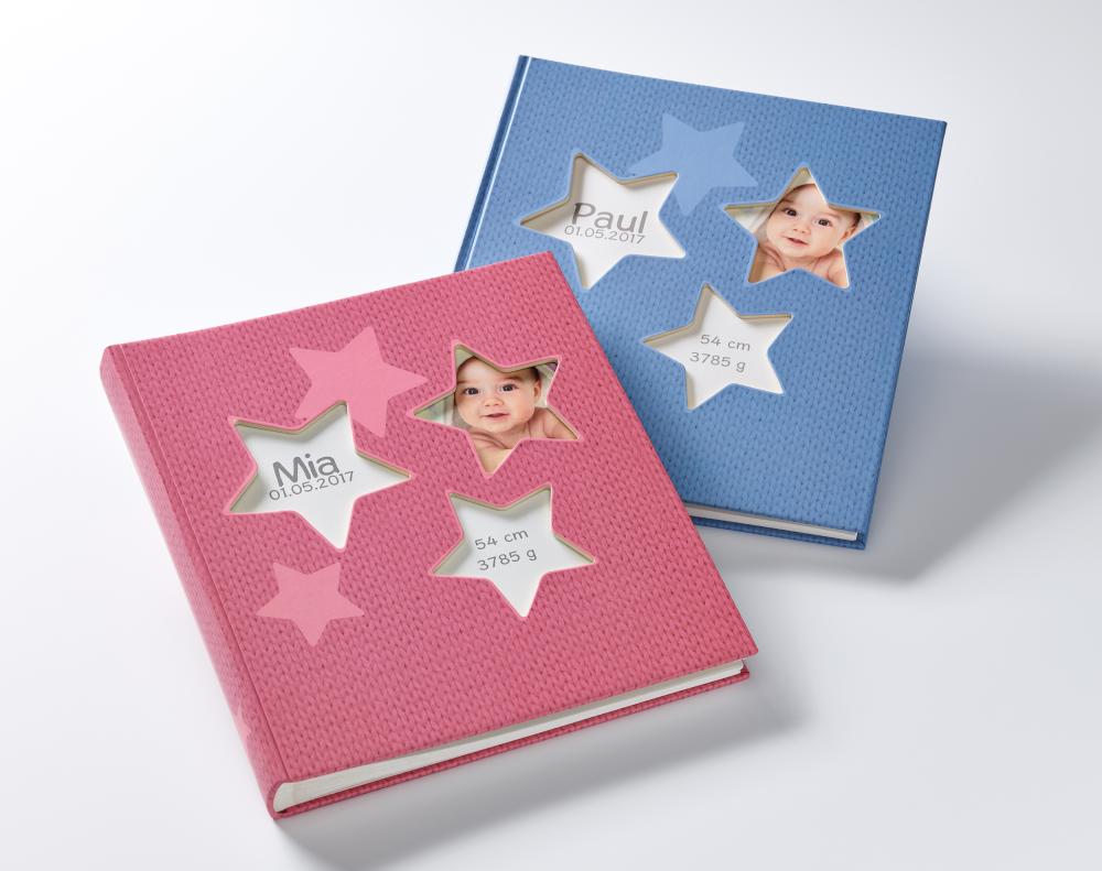 Estrella Babyalbum Blå - 28x30,5 cm (50 Hvide sider / 25 blade)