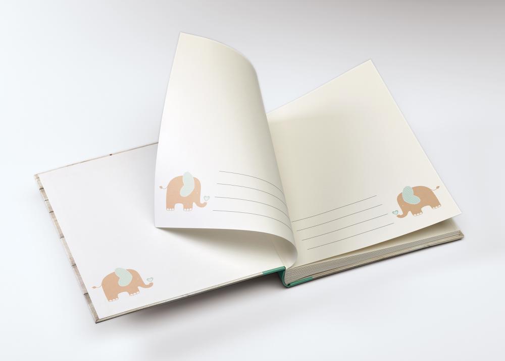 Welcome Babyalbum Grön - 28x30,5 cm (50 Hvide sider / 25 blade)