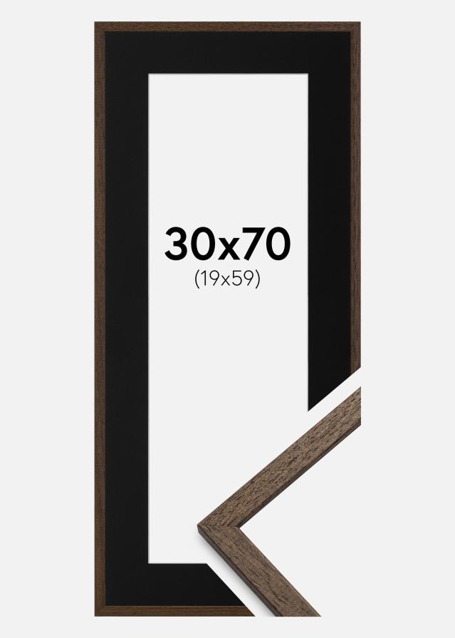 Ramme Edsbyn Valnød 30x70 cm - Passepartout Sort 20x60 cm