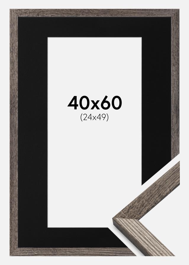Ramme Fiorito Valnød 40x60 cm - Passepartout Sort 25x50 cm