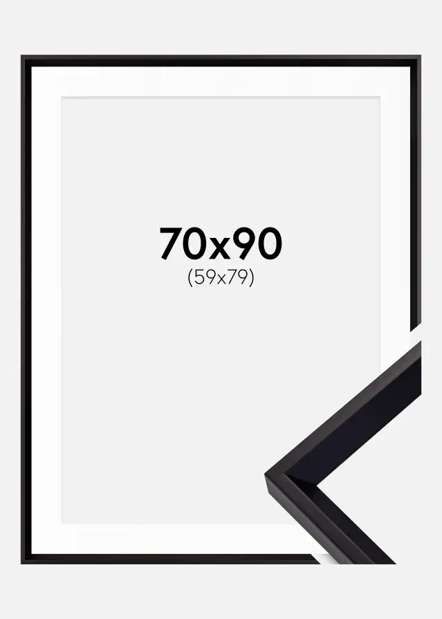 Ramme Globe Sort 70x90 cm - Passepartout Hvid 60x80 cm