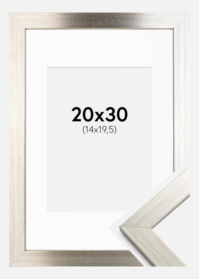 Ramme Silver Wood 20x30 cm - Passepartout Hvid 15x21 cm (A5)