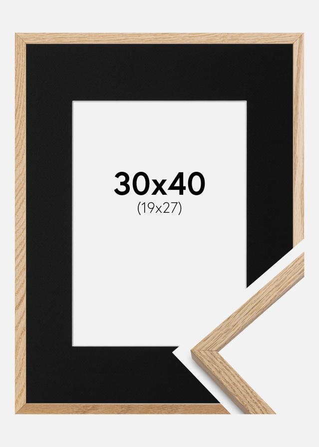 Ramme Oslo Eg 30x40 cm - Passepartout Sort 20x28 cm