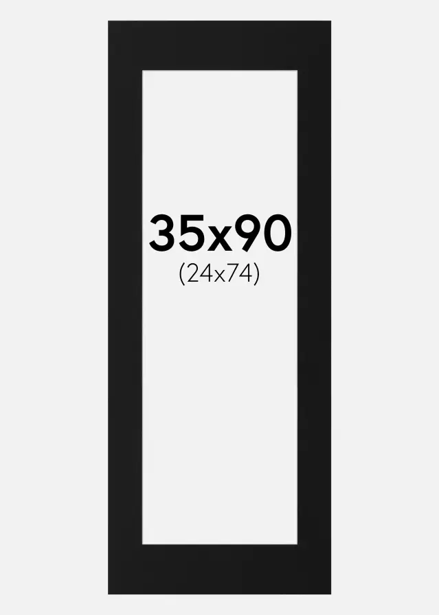Passepartout Sort Standard (Hvid kerne) 35x90 cm (24x74)