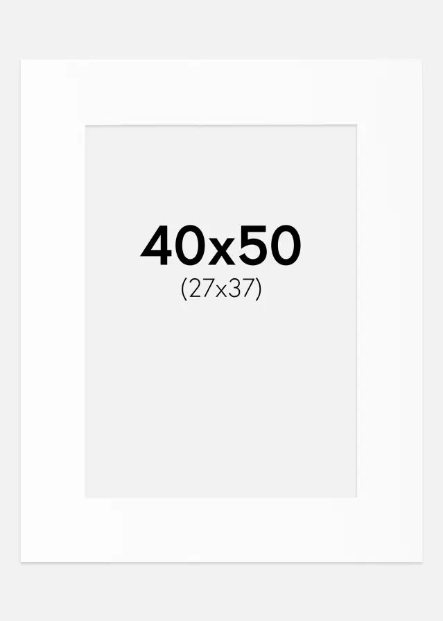 Passepartout Hvid Standard (Hvid kerne) 40x50 cm (27x37)