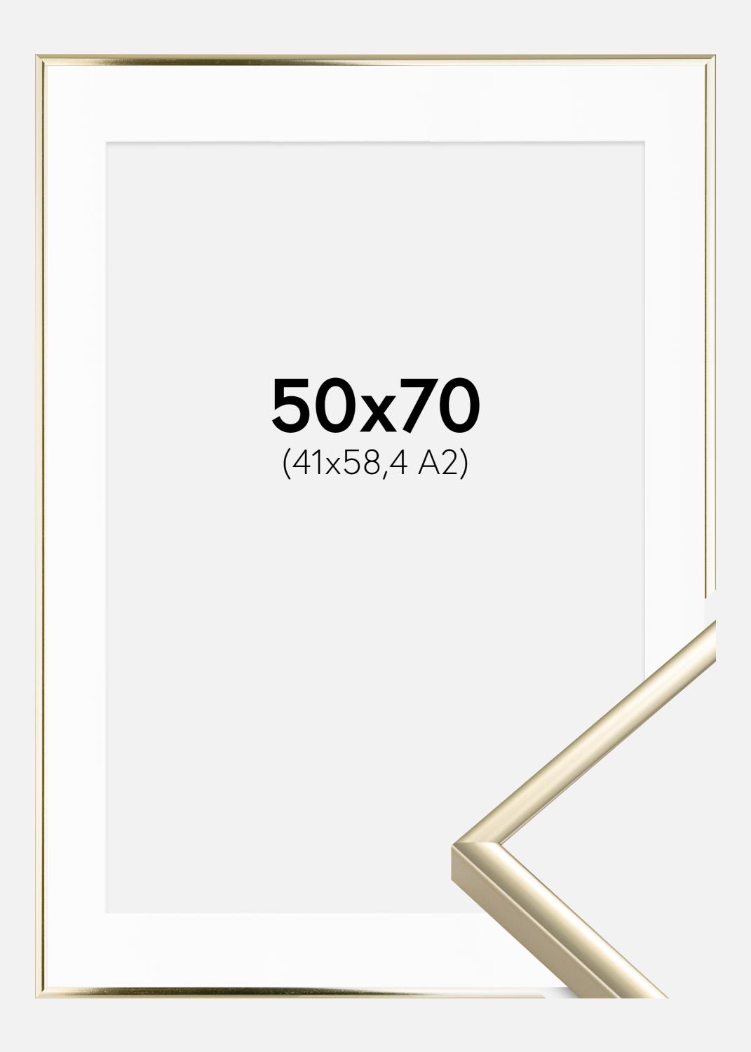 Product Image for Ramme Aluminium Blank Guld 50x70 cm - Passepartout Hvid 42x59,4 cm (A2)