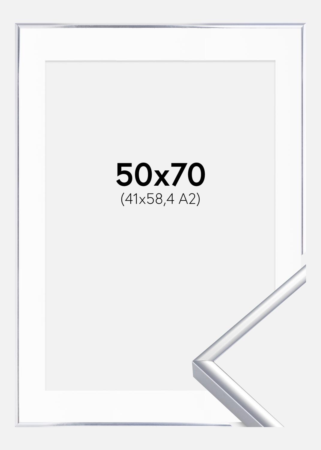 Product Image for Ramme Aluminium Blank Sølv 50x70 cm - Passepartout Hvid 42x59,4 cm (A2)