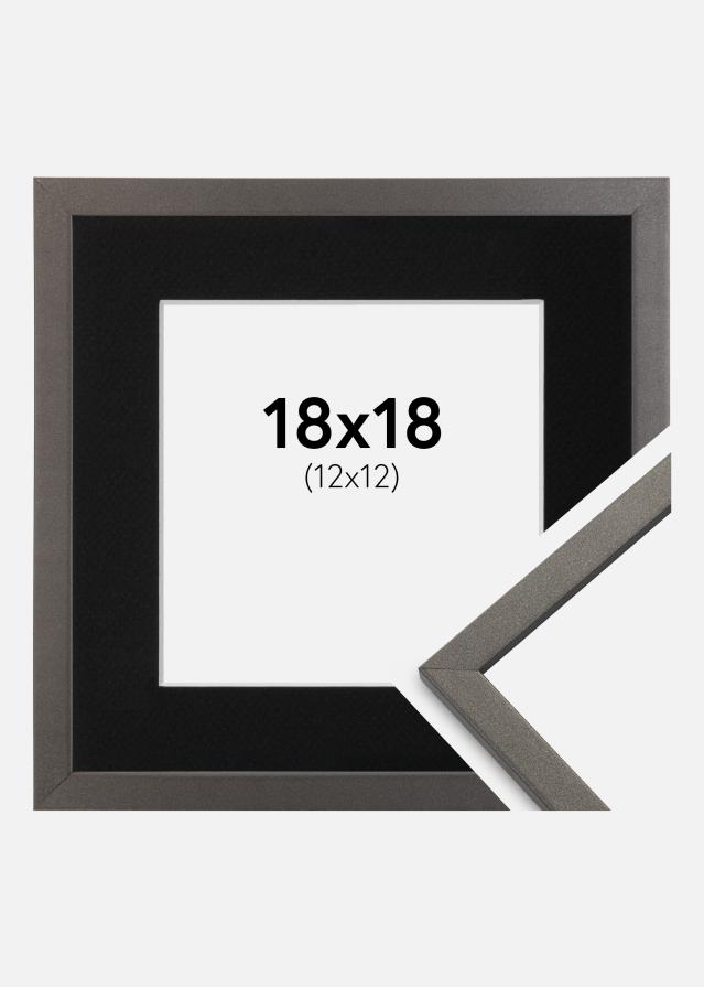 Ramme Edsbyn Grafit 18x18 cm - Passepartout Sort 13x13 cm