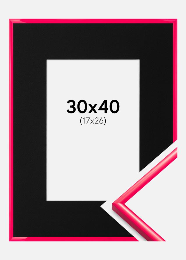 Ramme New Lifestyle Hot Pink 30x40 cm - Passepartout Sort 18x27 cm