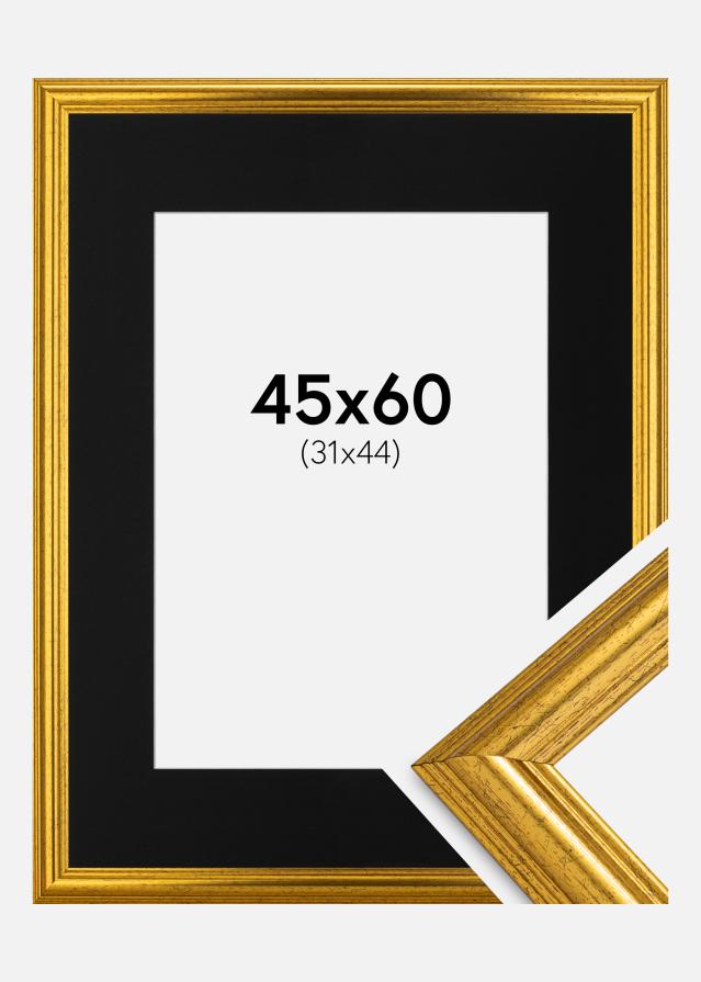 Ramme Västkusten Guld 45x60 cm - Passepartout Sort 32x45 cm