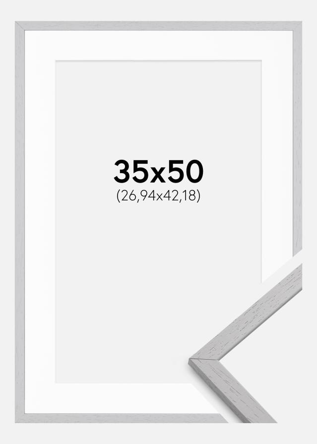 Ramme Edsbyn Grey 35x50 cm - Passepartout Hvid 11x17 inches