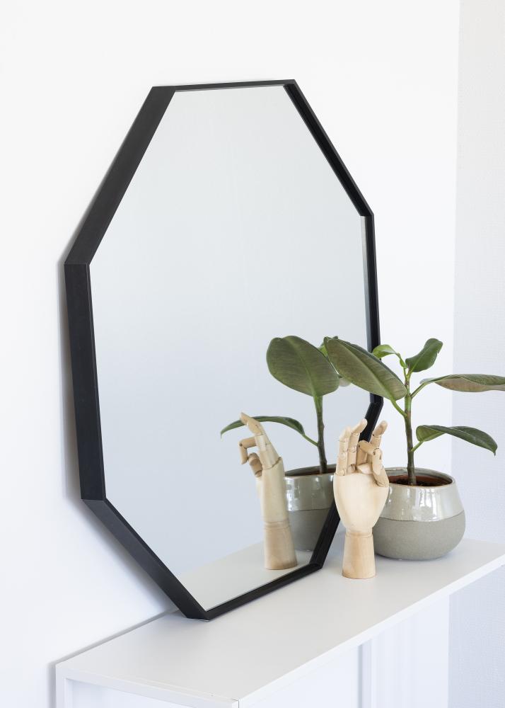 KAILA Spejl Octagon Sort 70 cm Ø