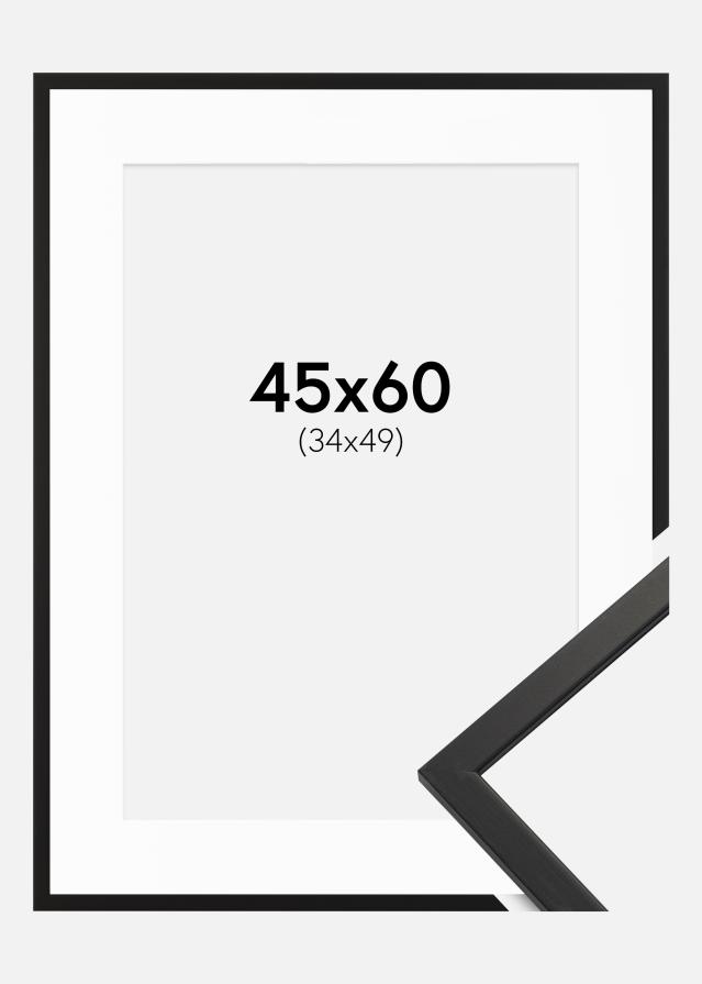 Ramme Edsbyn Sort 45x60 cm - Passepartout Hvid 35x50 cm