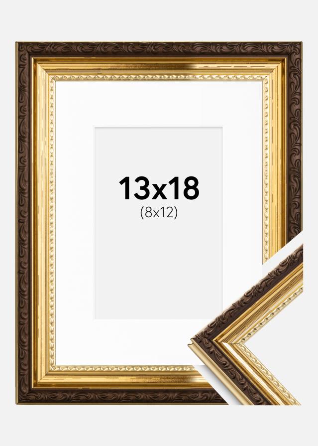 Ramme Abisko Guld 13x18 cm - Passepartout Hvid 9x13 cm
