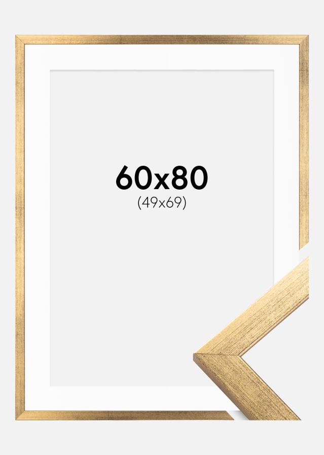 Ramme Stilren Guld 60x80 cm - Passepartout Hvid 50x70 cm