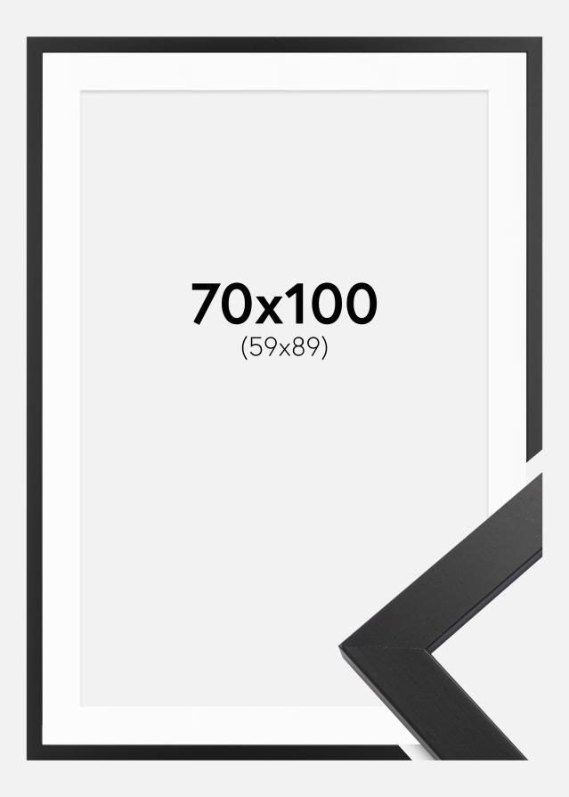 Ramme Black Wood 70x100 cm - Passepartout Hvid 60x90 cm