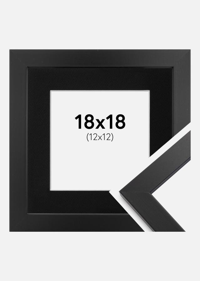 Ramme Black Wood 18x18 cm - Passepartout Sort 13x13 cm