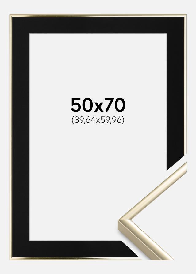 Ramme Aluminium Blank Guld 50x70 cm - Passepartout Sort 16x24 inches