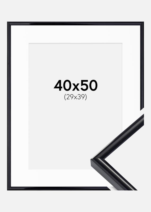Ramme Victoria Sort 40x50 cm - Passepartout Hvid 30x40 cm