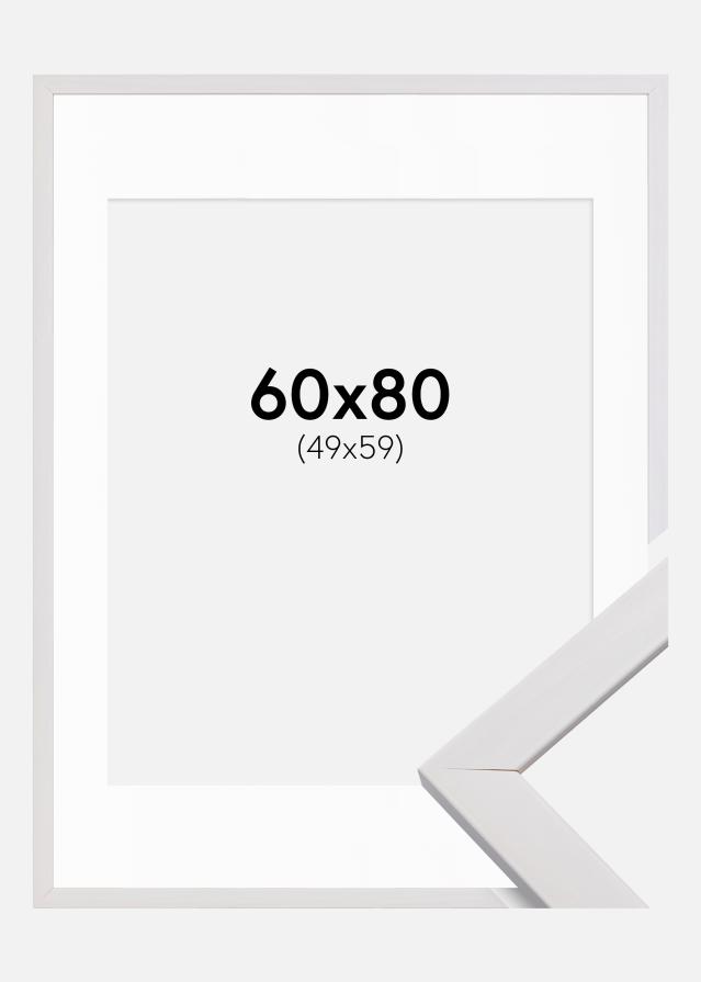 Ramme Stilren Hvid 60x80 cm - Passepartout Hvid 50x60 cm