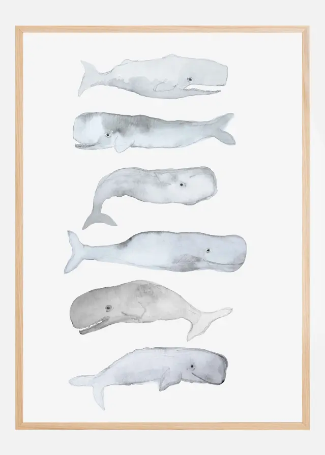 Kids Line Whale Art Plakat