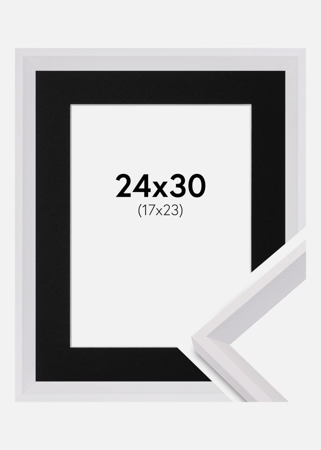 Ramme Globe Hvid 24x30 cm - Passepartout Sort 18x24 cm