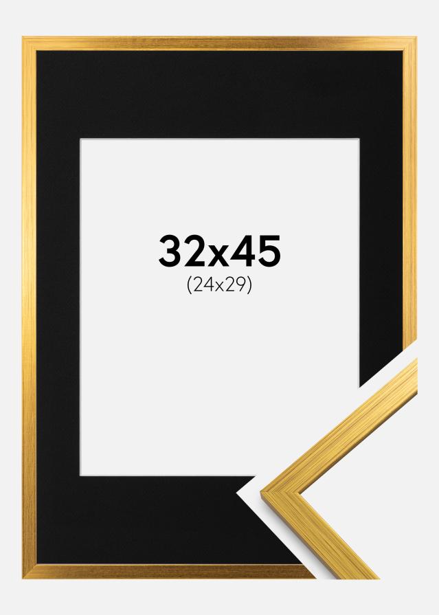 Ramme Edsbyn Guld 32x45 cm - Passepartout Sort 25x30 cm