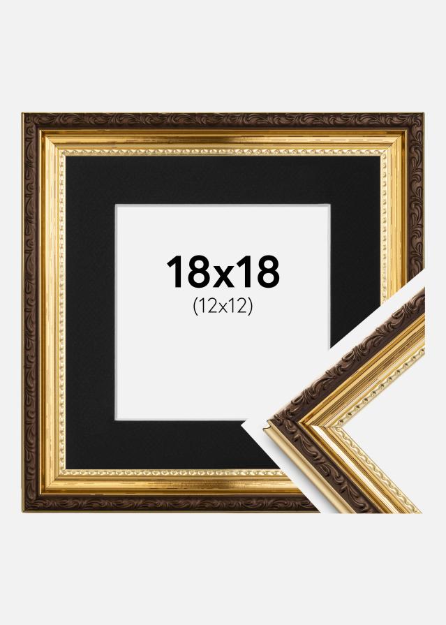 Ramme Abisko Guld 18x18 cm - Passepartout Sort 13x13 cm