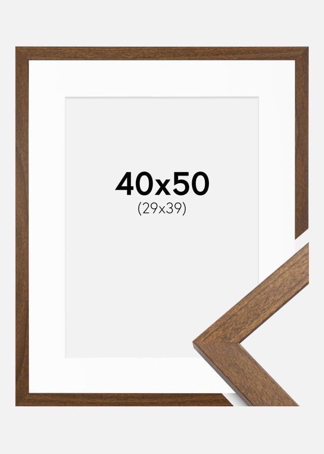 Ramme Stilren Warm Brown 40x50 cm - Passepartout Hvid 30x40 cm