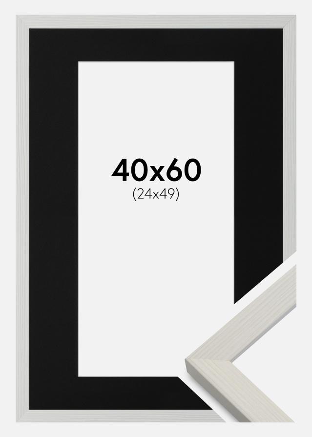 Ramme Fiorito Hvid 40x60 cm - Passepartout Sort 25x50 cm
