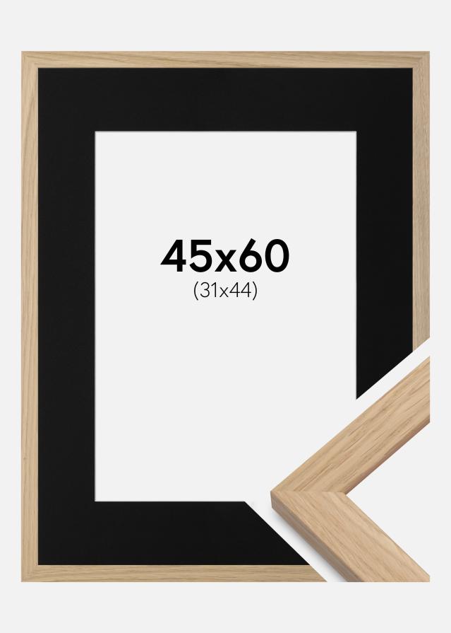 Ramme Oak Wood 45x60 cm - Passepartout Sort 32x45 cm