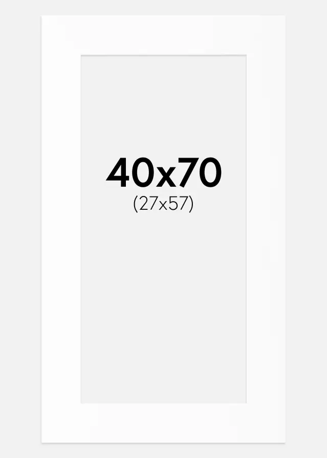 Passepartout Hvid Standard (Hvid kerne) 40x70 cm (27x57)