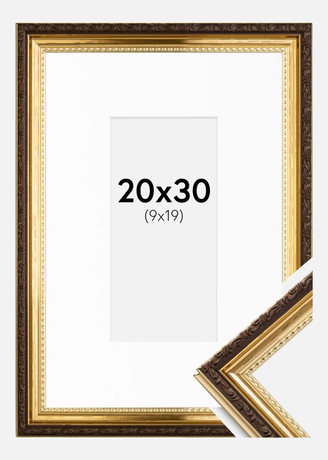 Ramme Abisko Guld 20x30 cm - Passepartout Hvid 10x20 cm