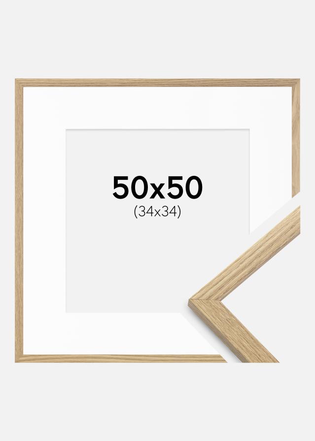Ramme Trendy Eg 50x50 cm - Passepartout Hvid 35x35 cm