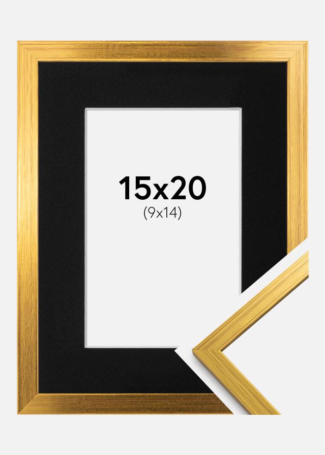 Ramme Edsbyn Guld 15x20 cm - Passepartout Sort 10x15 cm