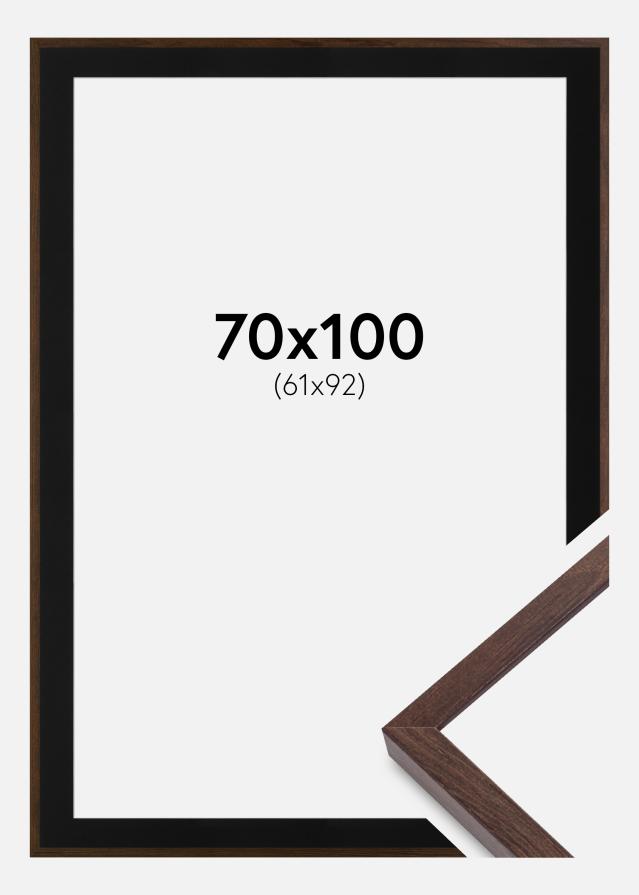 Ramme E-Line Valnød 70x100 cm - Passepartout Sort 62x93 cm