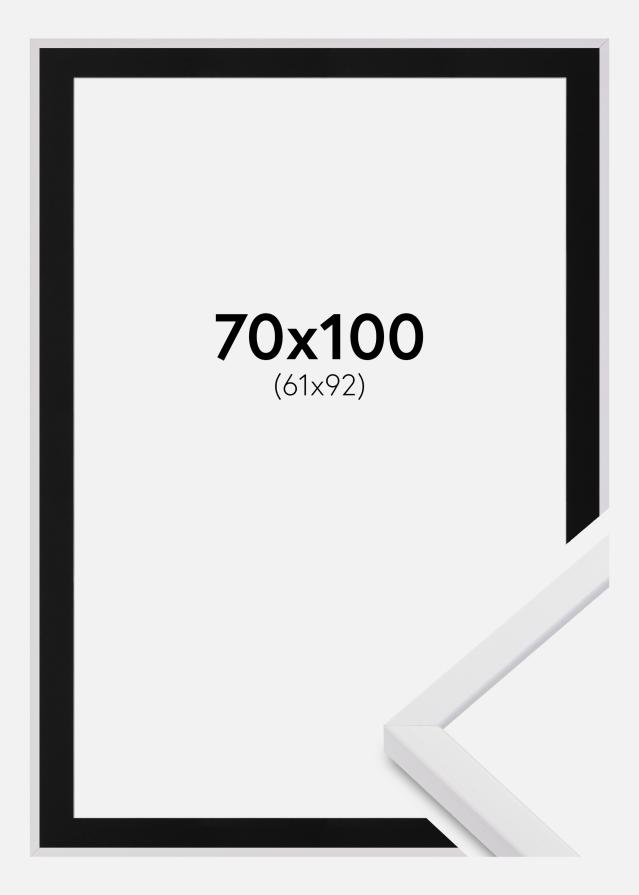 Ramme E-Line Hvid 70x100 cm - Passepartout Sort 62x93 cm