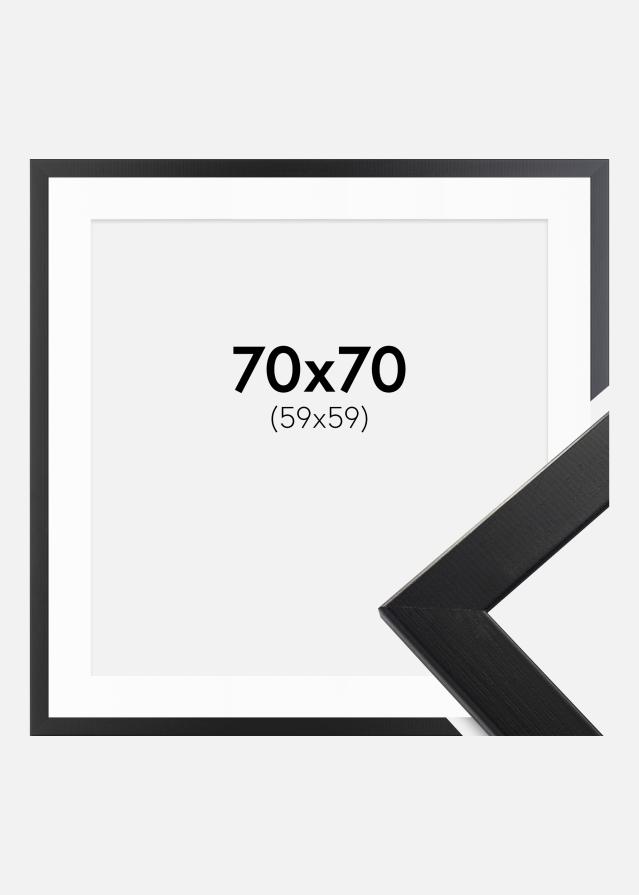 Ramme Trendline Sort 70x70 cm - Passepartout Hvid 60x60 cm