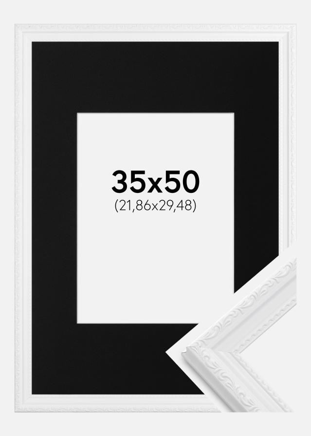 Ramme Abisko Hvid 35x50 cm - Passepartout Sort 9x12 inches